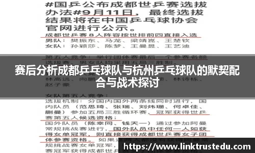 赛后分析成都乒乓球队与杭州乒乓球队的默契配合与战术探讨